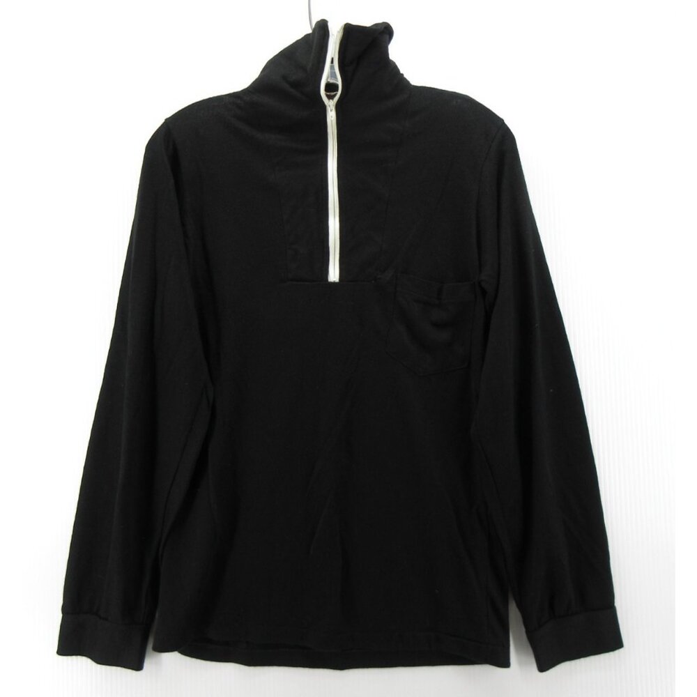 VINTAGE Campus Sweater Small 60s 70s Mod 1/4 Zip Pullover Pocket *